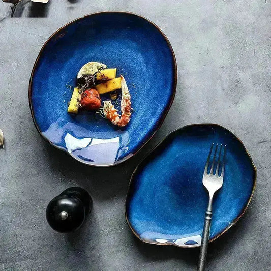 Blue Ceramic Food Plates - HuxoHome
