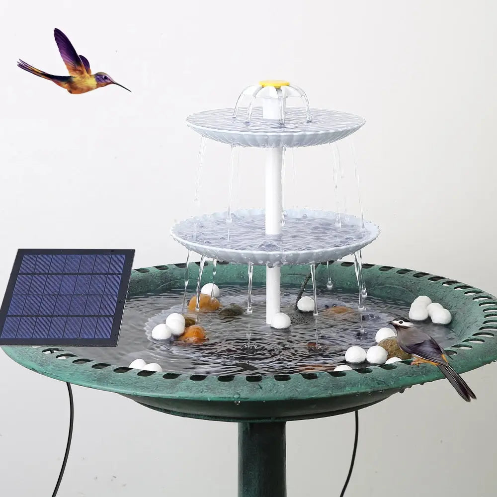 Solar Tiered Bird Bath - HuxoHome