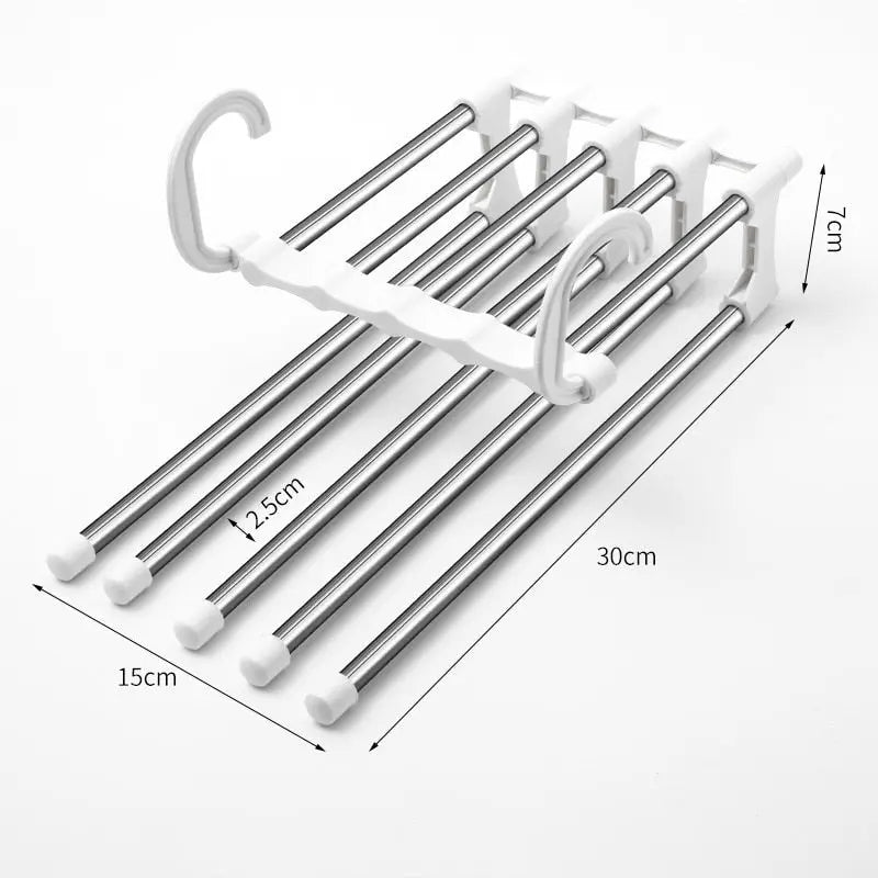 5 in1 Magic Stainless Steel Pants Rack Hanger - HuxoHome