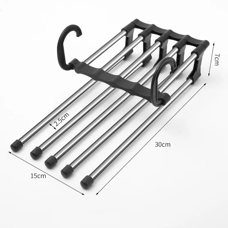 5 in1 Magic Stainless Steel Pants Rack Hanger - HuxoHome