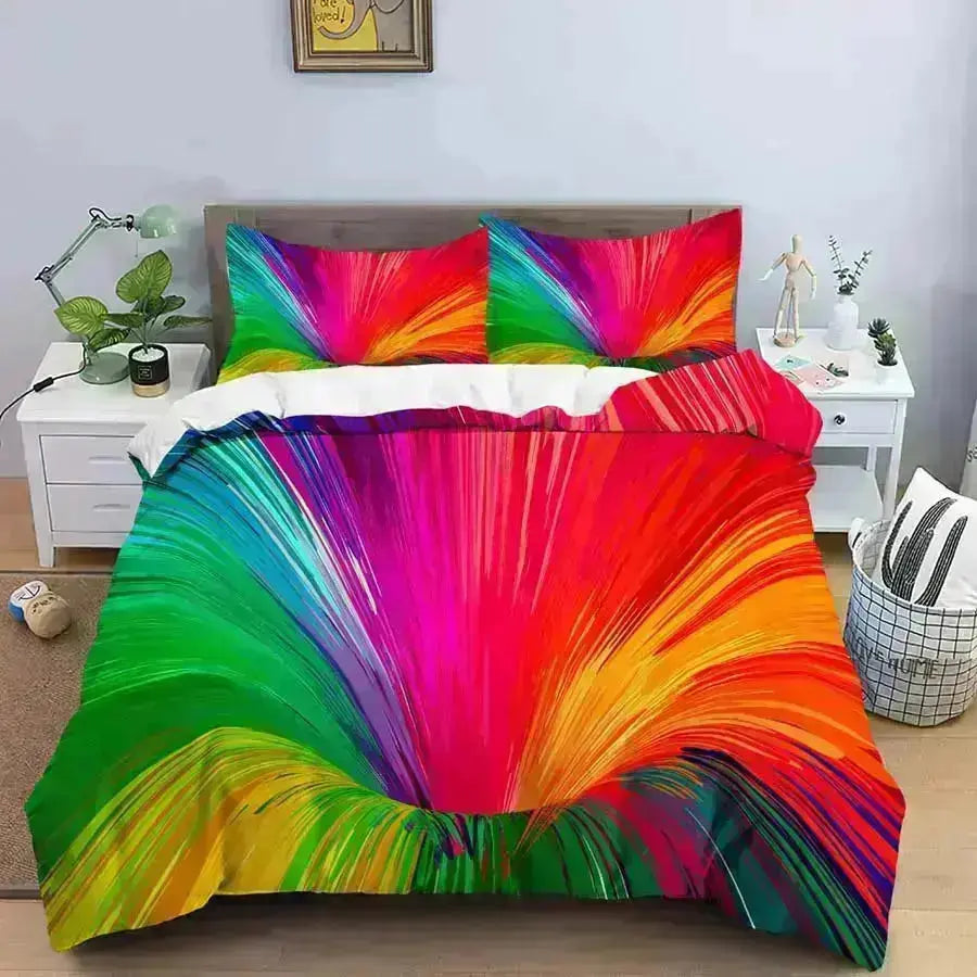 Vibrant Abstract 3D Bedding Set for Modern Bedroom Decor - HuxoHome
