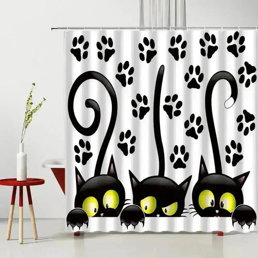 Black Cat Shower Curtain - HuxoHome