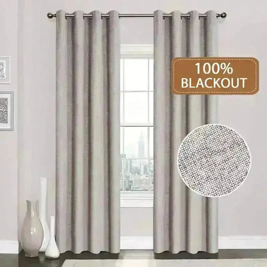 Blackout Linen Curtain - HuxoHome
