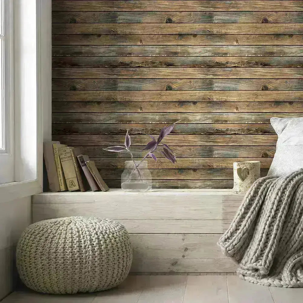 Retro Peel and Stick Wood Wallpaper - HuxoHome