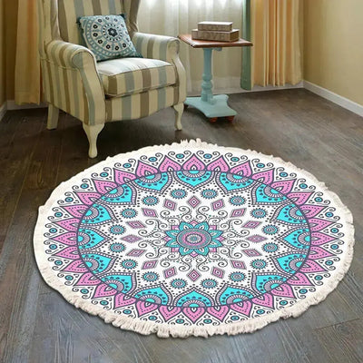 Retro Style Hand Woven Round Carpet - HuxoHome
