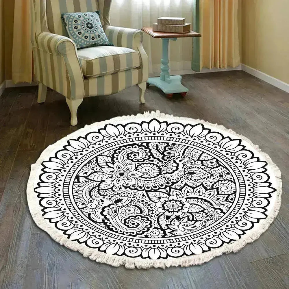 Retro Style Hand Woven Round Carpet - HuxoHome