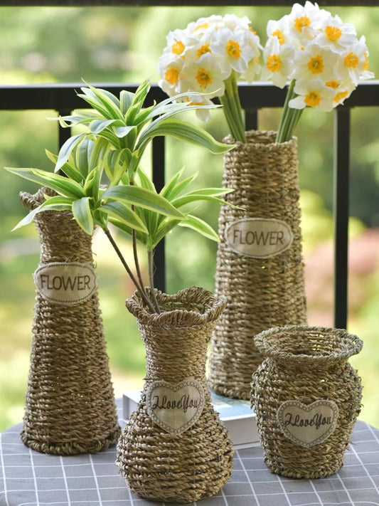 Pastoral Style Straw Flower Vase