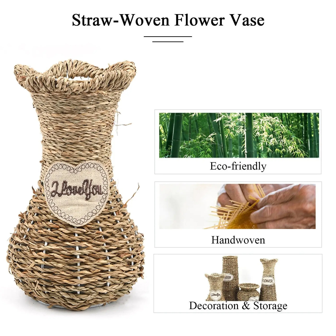 Straw Flower Vase - HuxoHome