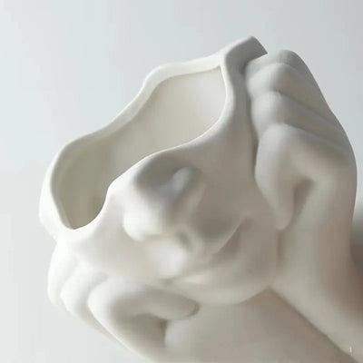 White Ceramic Body Art Vase - HuxoHome